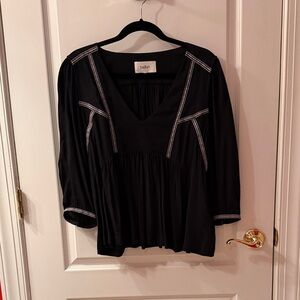 BA&SH Elegant Black Top with White Accents